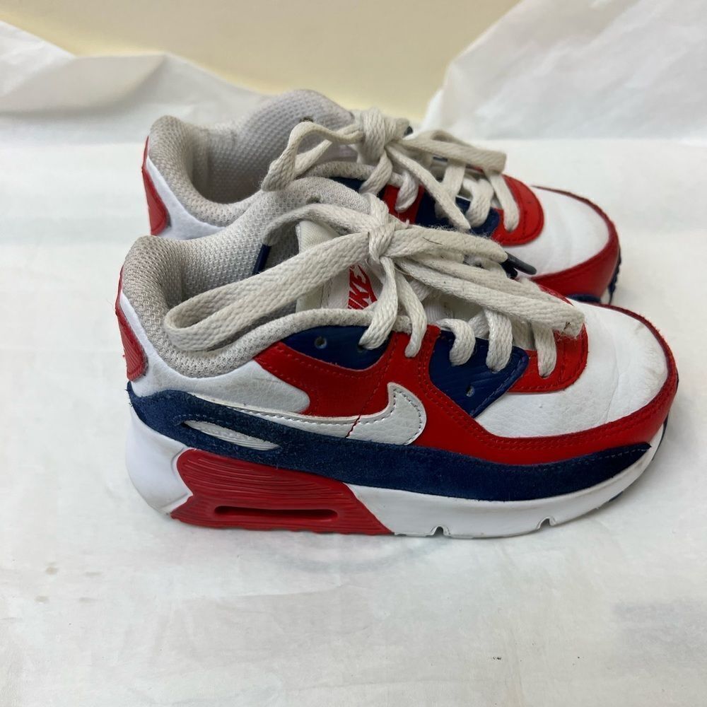 EUC Baby Kids NIKE AIR MAX 90 Shoes Red White Blue DA9056-100 Toddler Size 9C
